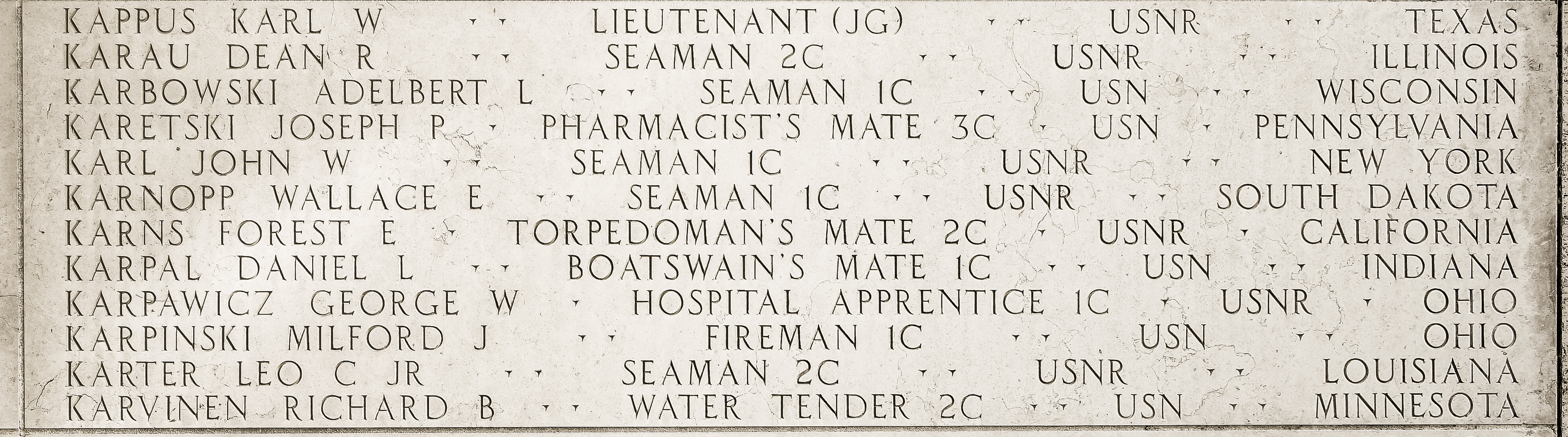 Forest E. Karns, Torpedoman's Mate Second Class